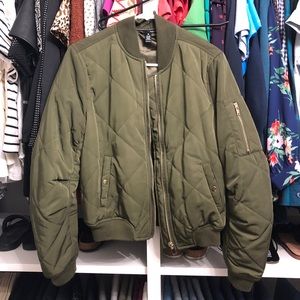 Aqua army green bomber jacket